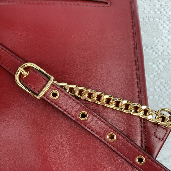 Michael Kors Whitney Leather Backpack Purse Gold chain Brick red New NWOT - Picture 16 of 17